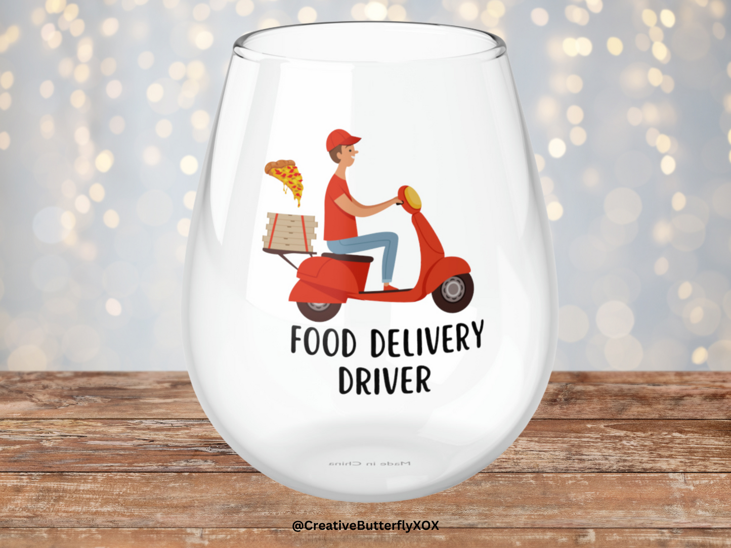 Food Delivery Driver Wine Glass, Food Delivery Driver Gifts, Thanks Delivery Driver Gifts, Delivery Driver Birthday Gift Stemless Wine Glass