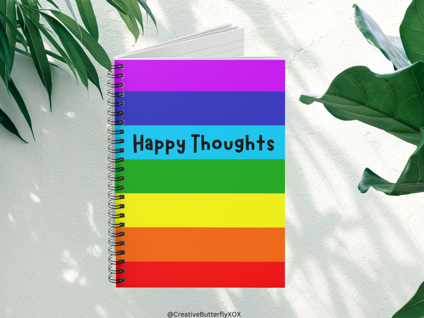 Happy Thoughts Notebook, Rainbow Notebook, Colorful Notebook, Happy Thoughts Journal, Rainbow Journal, Bright Colors Pride Stationery Gifts