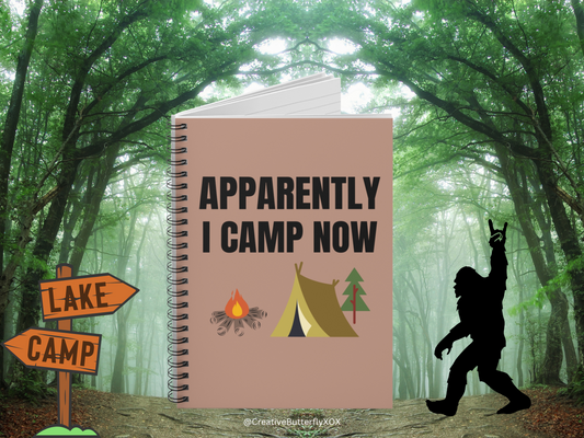 Camping Notebook, Funny Camp Notebook, Apparently I Camp Now Notebook, Camping Gifts, Camp Gifts, Camping Trip Planner, Family Camp Vacation