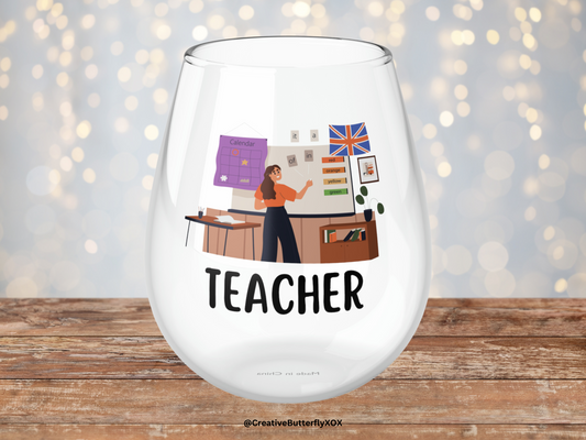 Teacher Wine Glass, Teacher Gift, Teacher Stemless Wine Glass, Teach Wine Glass, Back To School Gift Idea For Teacher, Teacher Retirement
