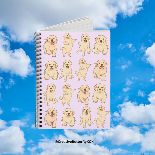 Golden Retriever Notebook, Dog Note Book, Golden Retriever Notepad, Golden Retriever Stationery, Spiral Notebook Lined Paper, Dog Mom Gifts