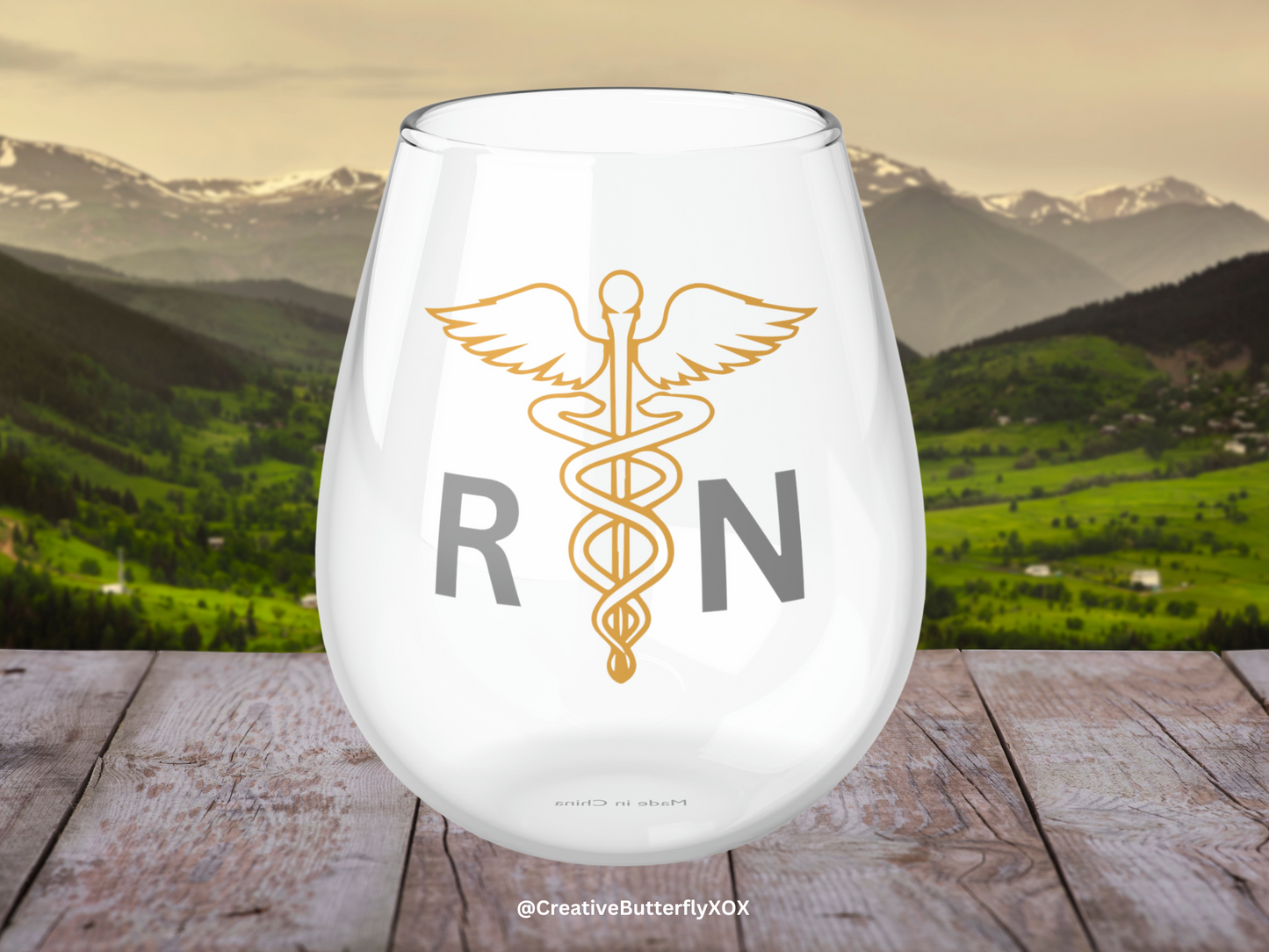 RN Wine Glass, Registered Nurse Wine Glass, Nurse Stemless Wine Glass, RN Gift, Nurse Gift Idea, Nurse Graduation Gift, RN Graduate Gift