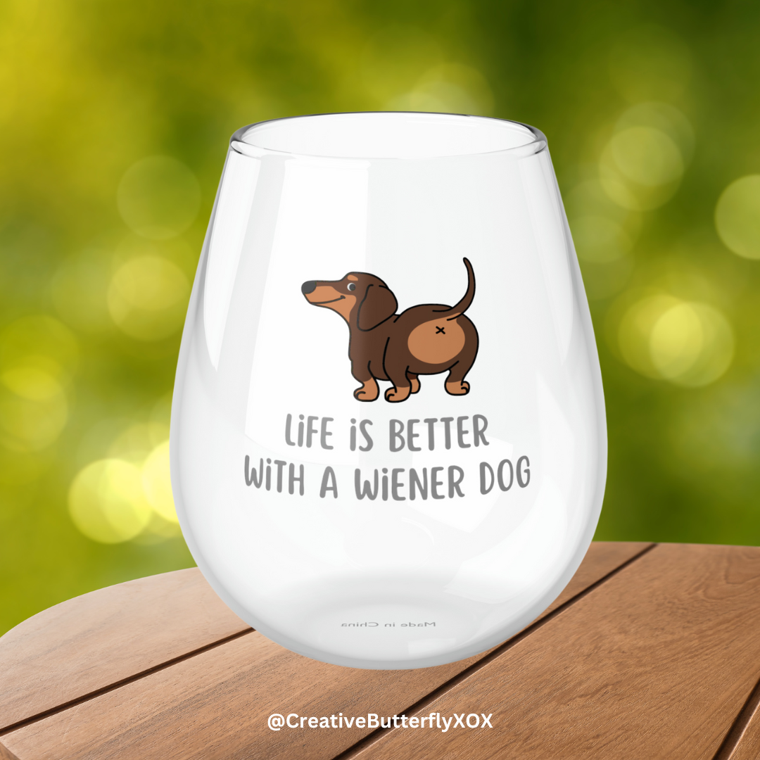 Dachshund Wine Glass, Dachshund Gifts, Dog Wine Glass 11.75oz, Wiener Dog Wine Glass, Dachshund Stemless Wine Glass, Hot Dog Wine Glass