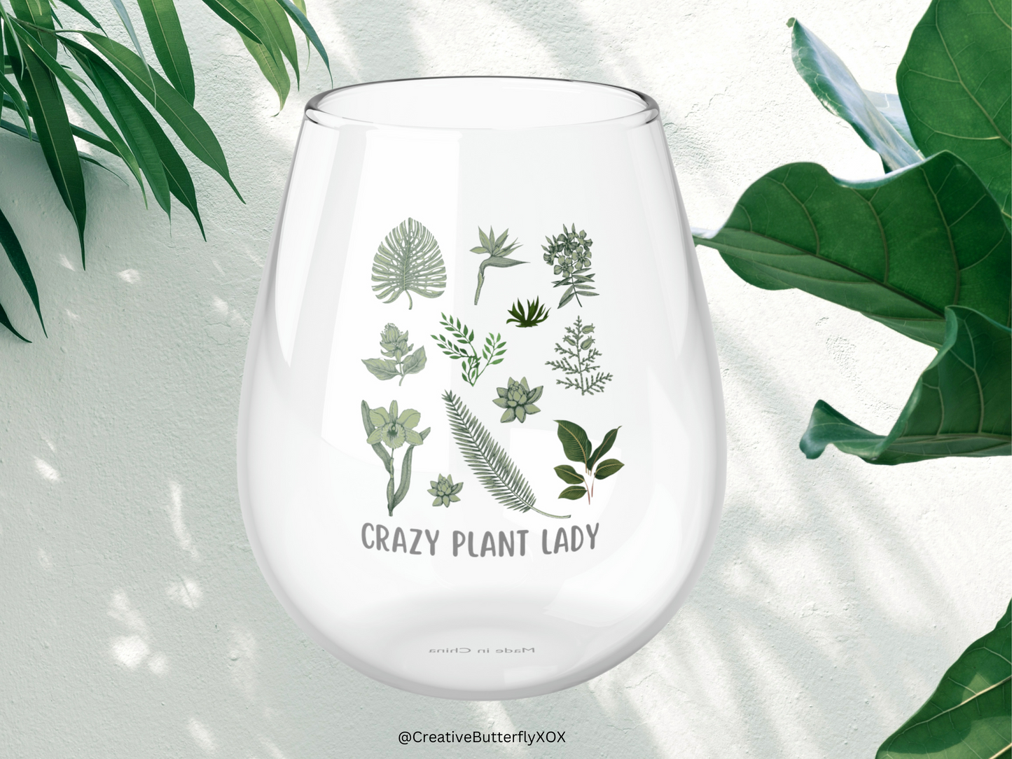 Crazy Plant Lady Wine Glass, Funny Gift For Plant Lover, Plants Stemless Wine Glass, Green Thumb Gardener Wine Glass, Birthday Gift for Her