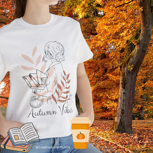 Autumn Vibes T-Shirt, Bookish Shirt, Fall Shirt, Lady with Pumpkin Shirt, Halloween T-Shirt, Autumnal T-Shirt, Autumnal Vibes Shirt