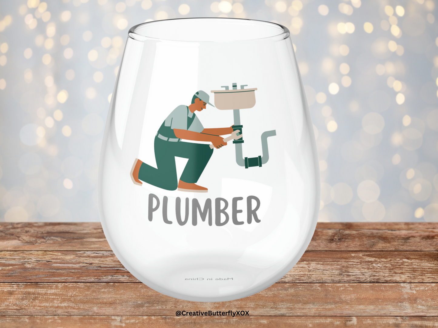 Plumber Drinking Glass, Plumber Gifts, Plumber Wine Glass, Plumber Stemless Wine Glass Gift, Thank You Gift Plumber Retirement Gift