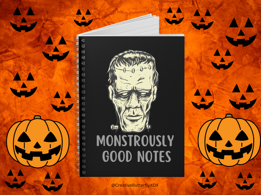 Frankenstein Notebook, Frankenstein's Monster Notebook, Halloween Notebook, Frankenstein Journal, Monstrously Good Notes Journal Gift