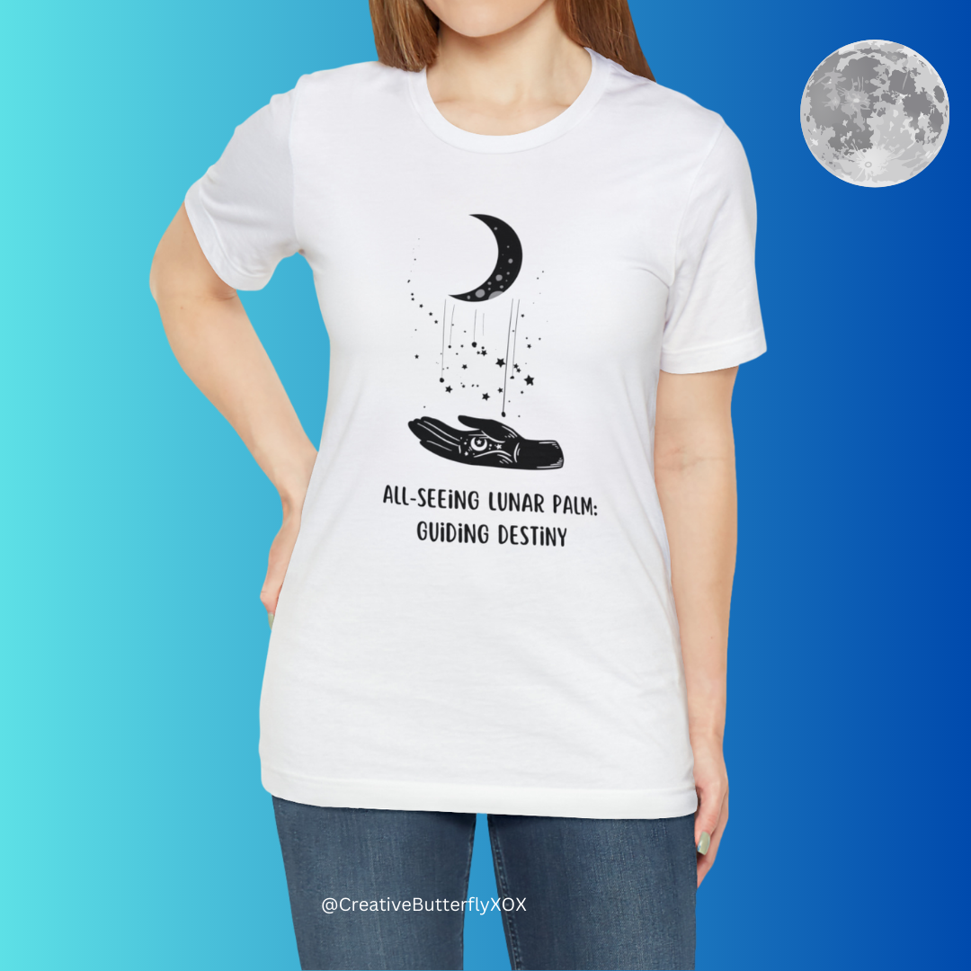 All Seeing Eye T-Shirt, All Seeing Luna Palm: Guiding Destiny Shirt, Celestial Shirt, Moon Shirt, Witchy Woman T-Shirt, Luna Shirt Unisex
