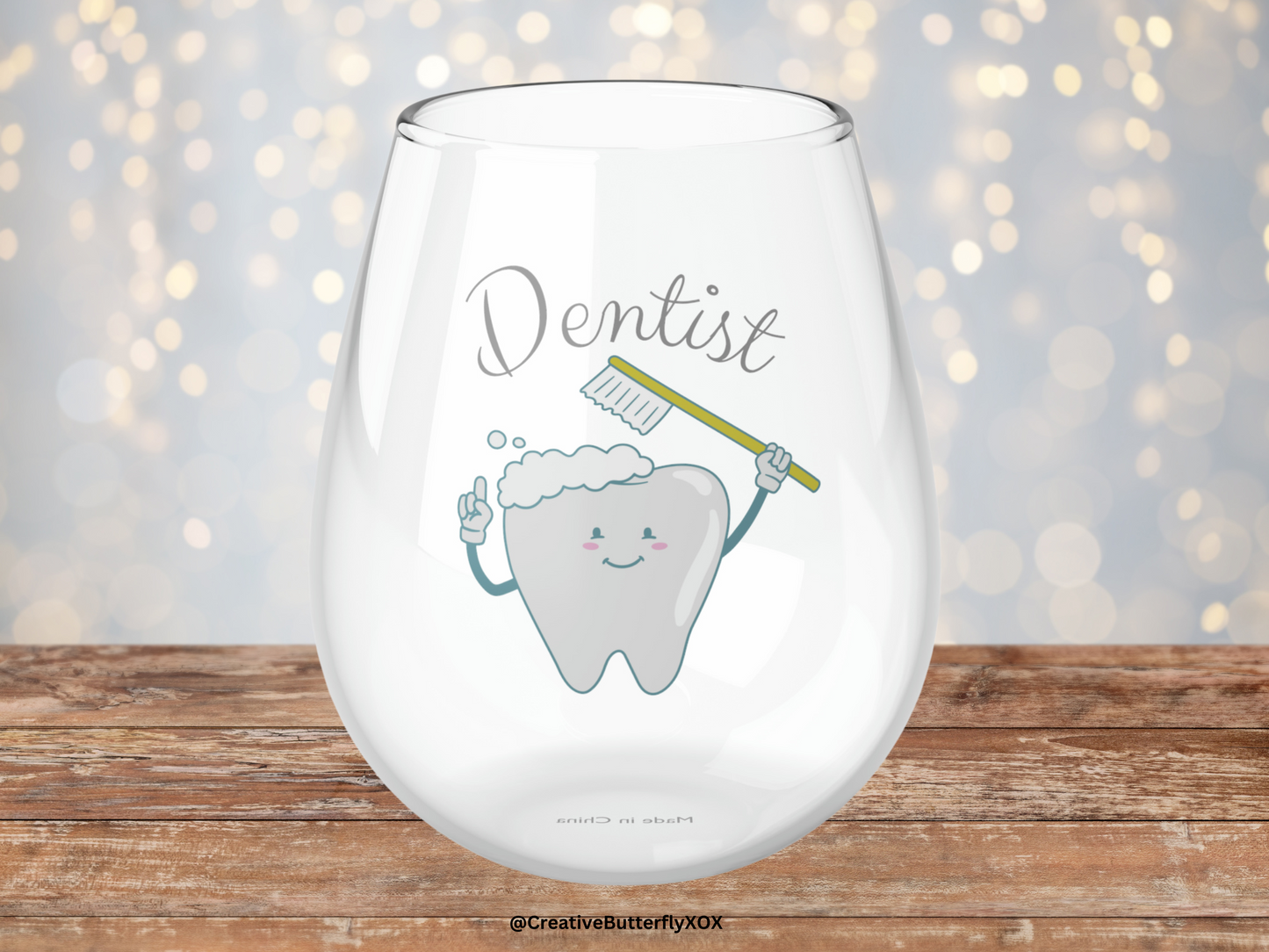 Dentist Wine Glass, Tooth & Toothbrush Dentist Stemless Wine Glass, Gift For Dentist, Dentist Gifts, Dentist Glass, Thank You Dentist Gift