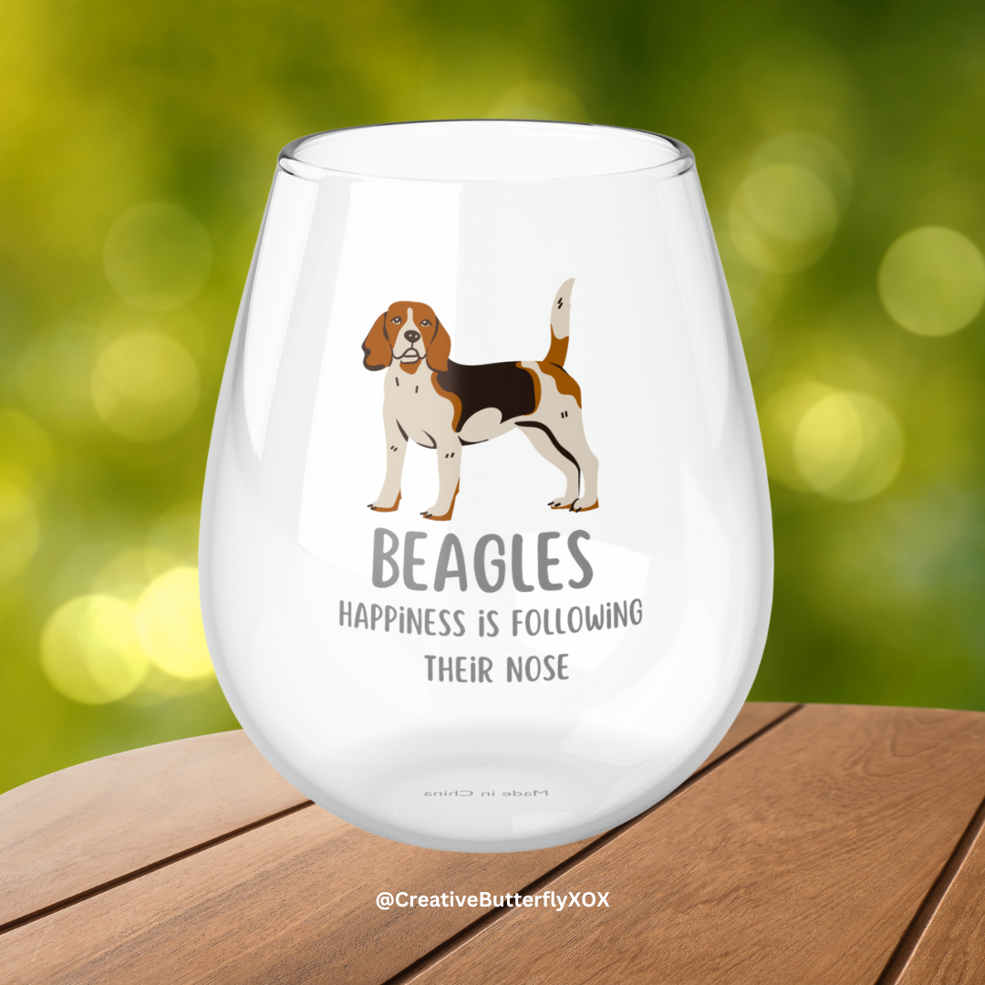 Beagle Wine Glass, Beagle Gifts, Beagle Dog Wine Glass 11.75oz, Funny Beagle Stemless Wine Glass, Gift for Beagle Dog Owner, Beagle Mom Gift