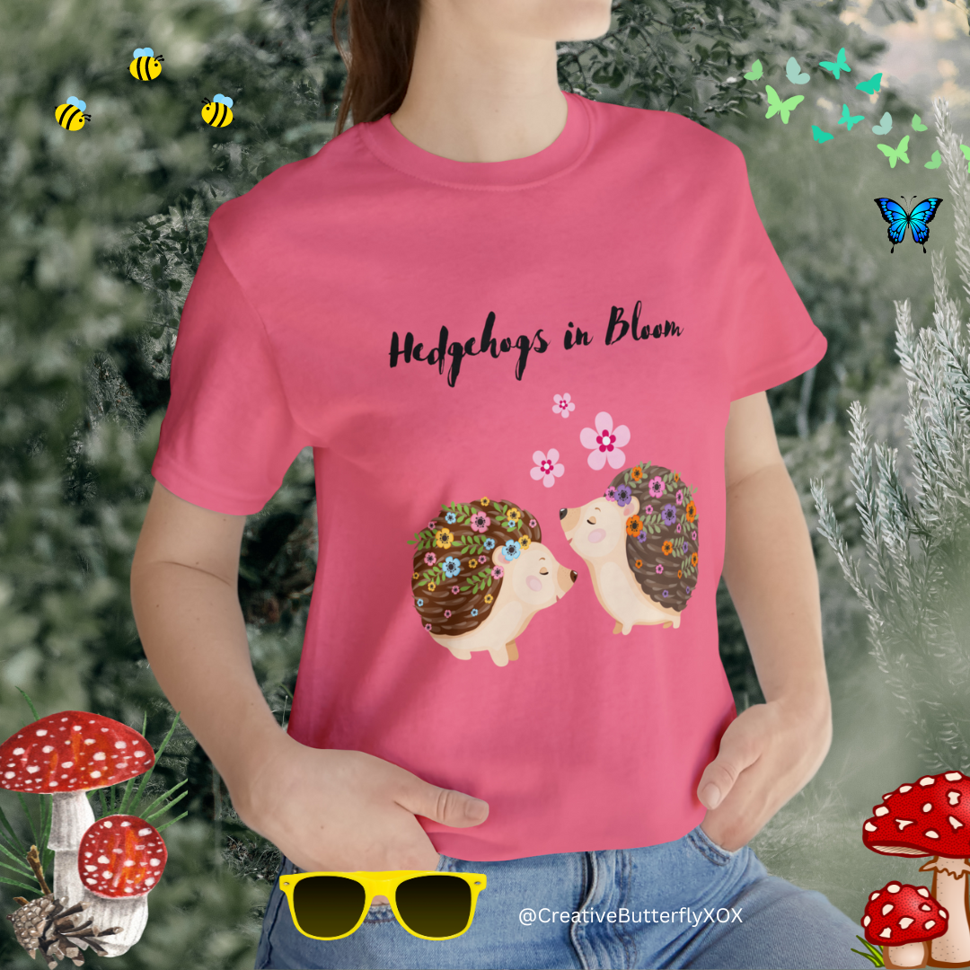 Hedgehog Shirt, Spring Hedgehogs T-Shirt, Cute Woodlands Animal Shirt, Summer Flowers & Hedgehogs Tee, Gift For Hedgehog Lover, Unisex