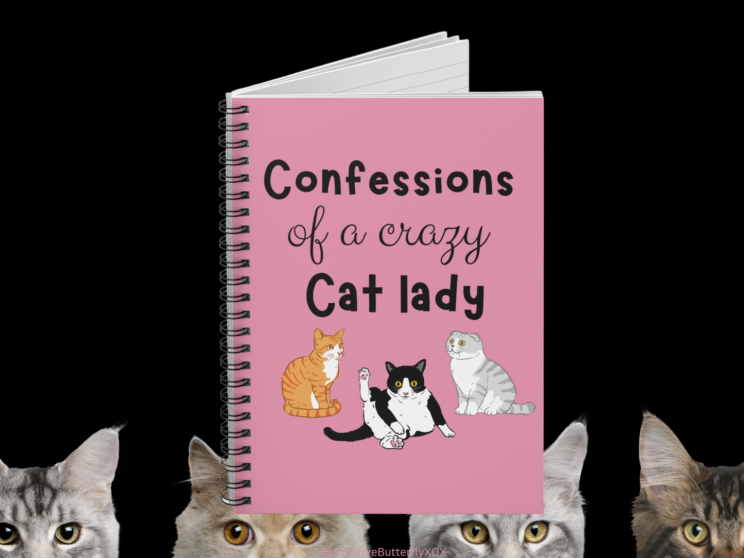 Confessions Of A Crazy Cat Lady Notebook, Crazy Cat Lady Journal, Cats Notebook, Cat Journal, Cat Mom Gifts, Cute Cat Stationery, Cat Gifts