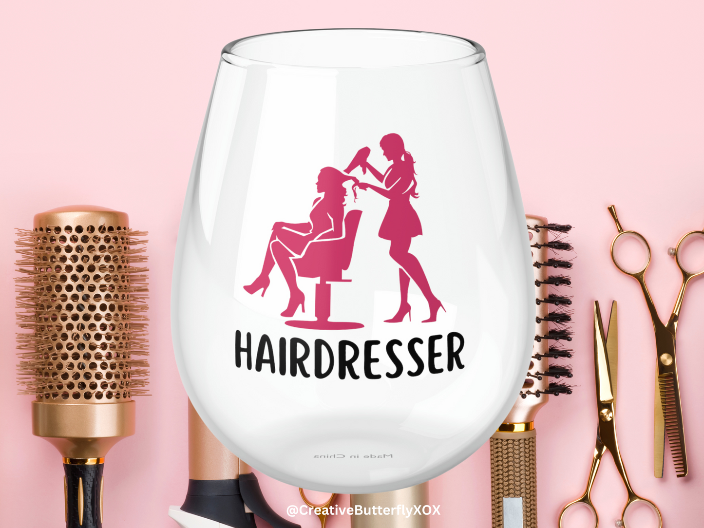 Hairdresser Wine Glass, Stylist Wine Glass, Hairdresser Gifts, Stylist Gifts, Hairdresser Stemless Wine Glass, Thanks Hairdresser Birthday