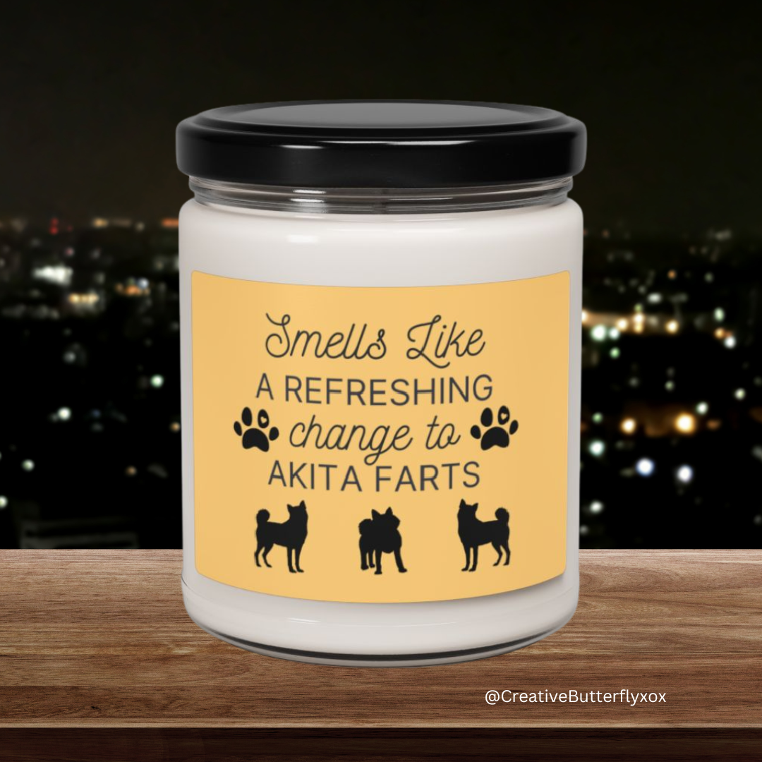 Funny Akita Candle - Smells Like a Refreshing Change to Akita Farts Candle | Akita Gifts, Dog Mom Gift, Dog Dad Gift, Scented Candle for Akita Owners | Dog Candle