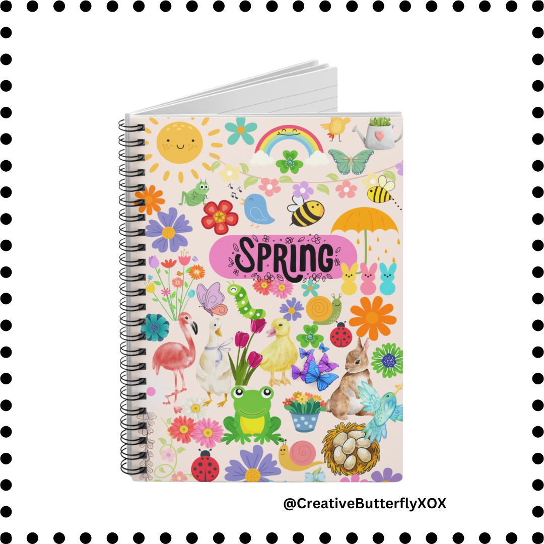 Cute spring-themed notebook perfect for journaling and scrapbooking - by creative butterfly xox