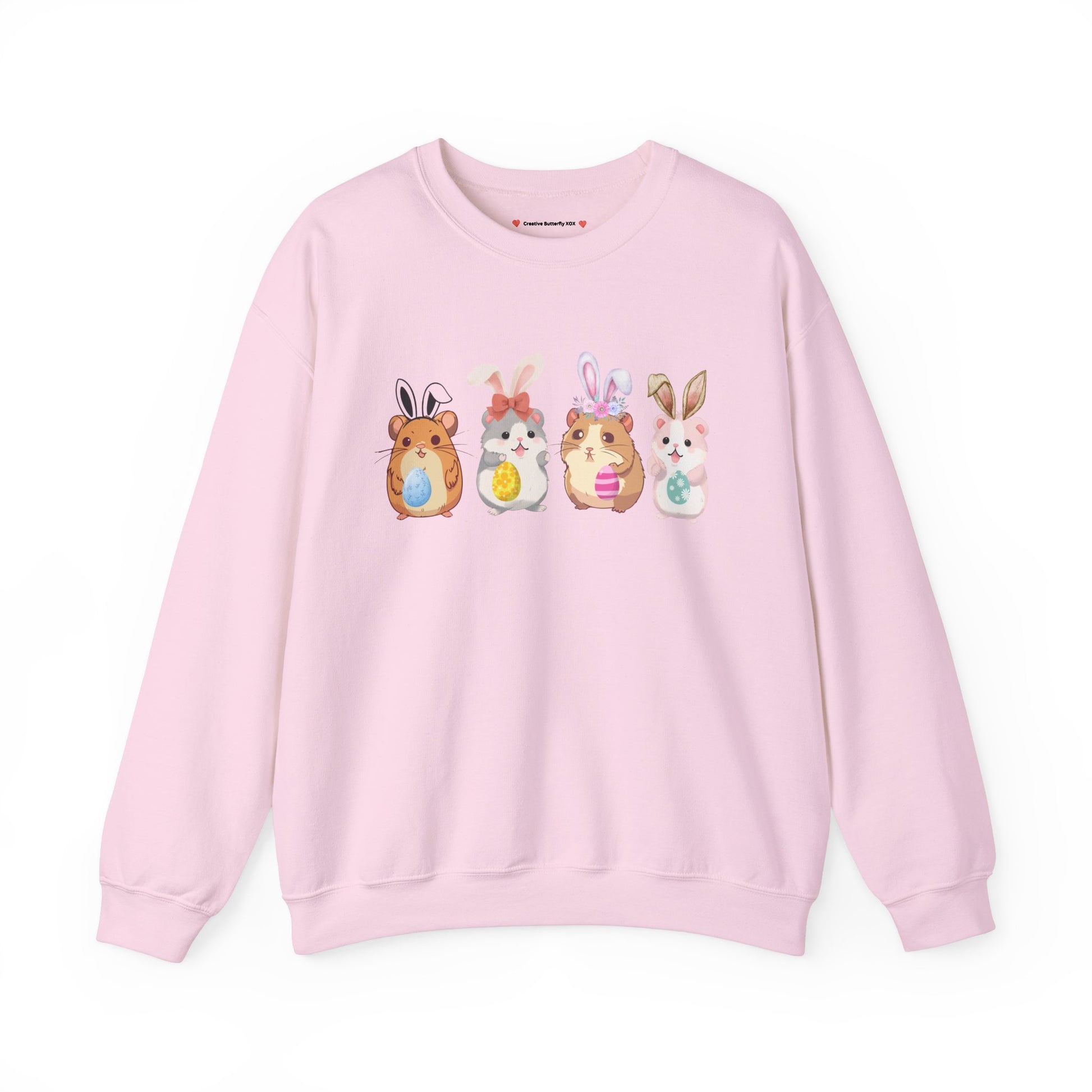 Easter hamster bunny ears sweatshirt cozy pastel pullover rodent mouse cute spring fashion - color pastel pink, baby pink, soft pink