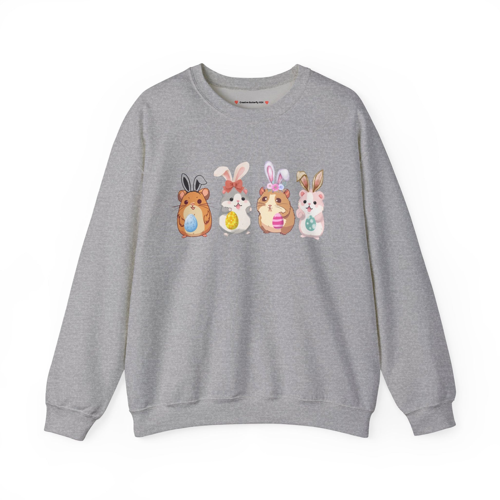 Easter hamster sweatshirt funny bunny ears rodent pullover cozy pastel spring festival gift - color sport grey