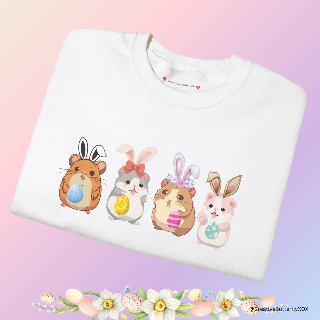 Easter hamster sweatshirt kawaii bunny ears pullover cozy rodent mouse sweater spring outfit