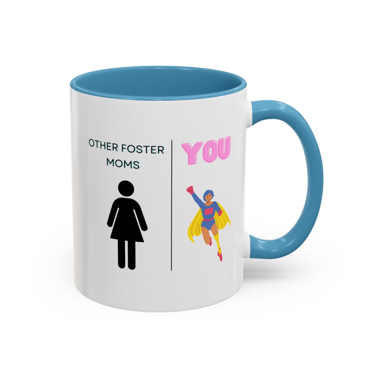 Foster Mom Gift - Funny Supermom Foster Mom Mug, light blue