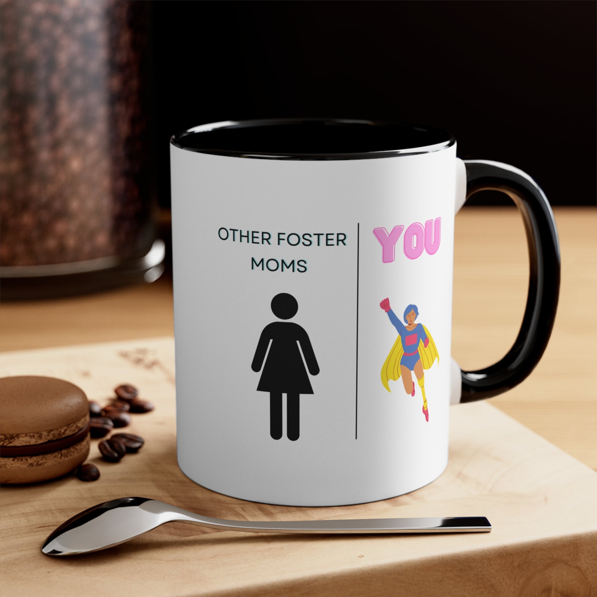 Funny Foster Mother Mug, Superhero Mom mug, black