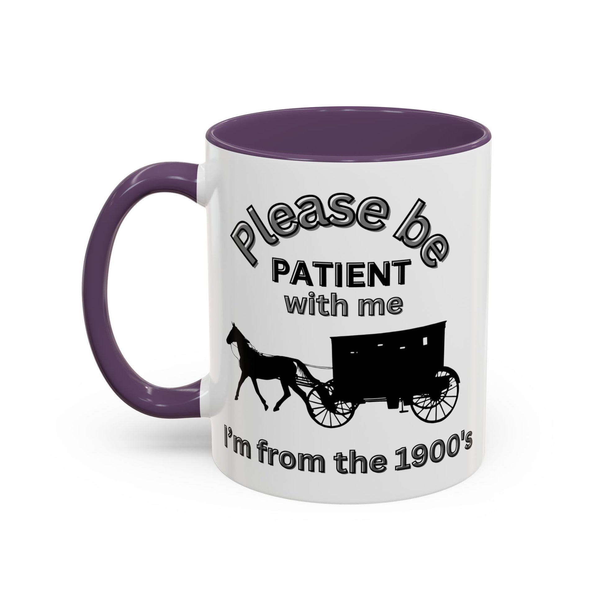 Gen X "Please Be Patient With Me I'm From the 1900s" Mug | Funny Old Man Design | Great for Dads, Grandpas, Retirees, and Older Coworkers - color purple 