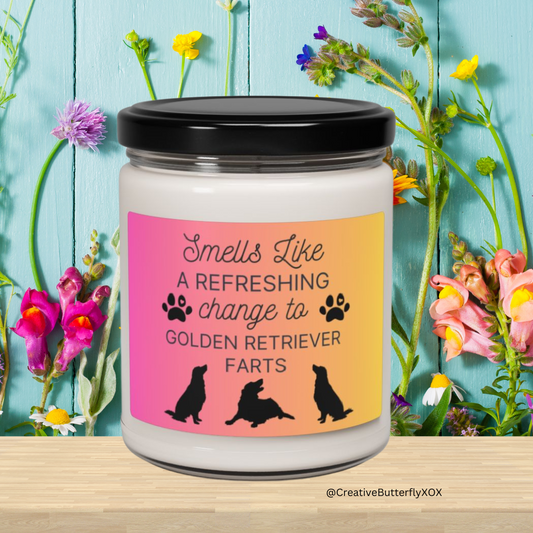 Golden Retriever Candle | Funny Golden Retriever Candle Gifts | Dog Farts Gag Gift for Golden Retriever Owners | Aromatherapy Candle