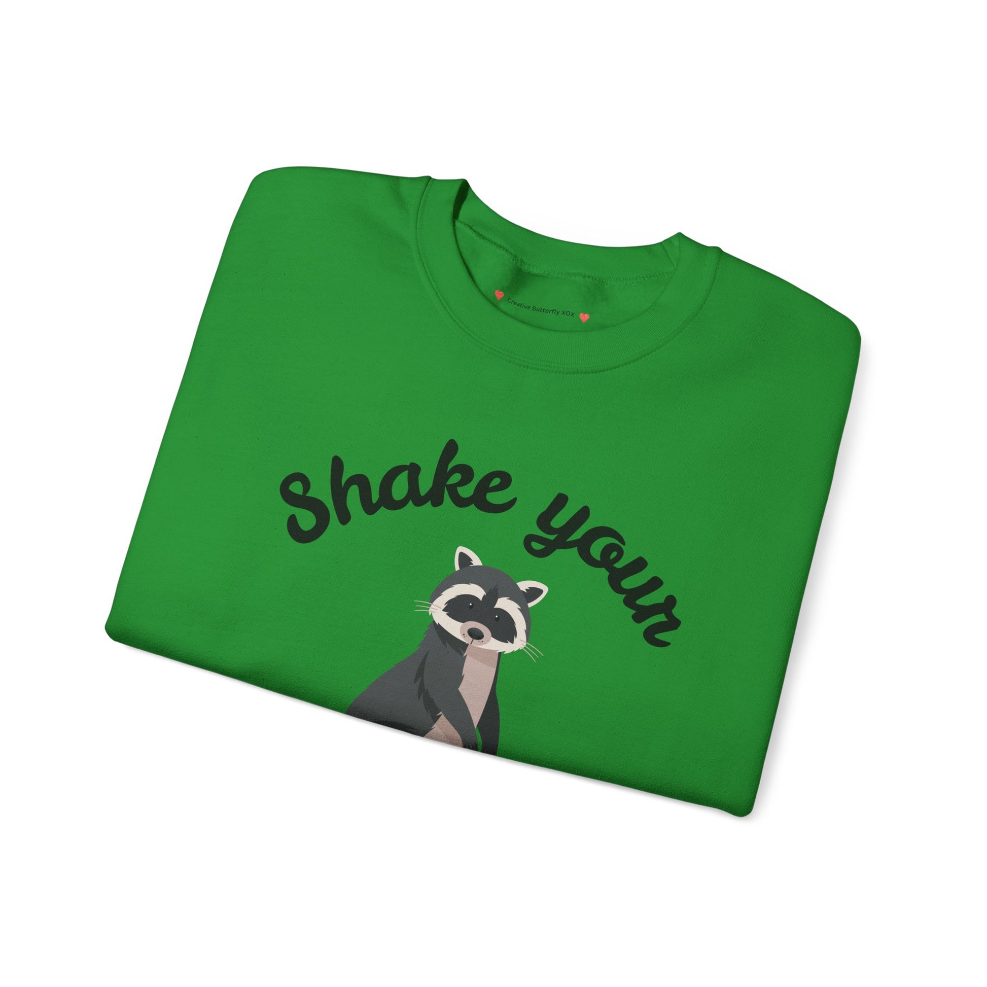 Green folded shake your shamrocks raccoon sweatshirt