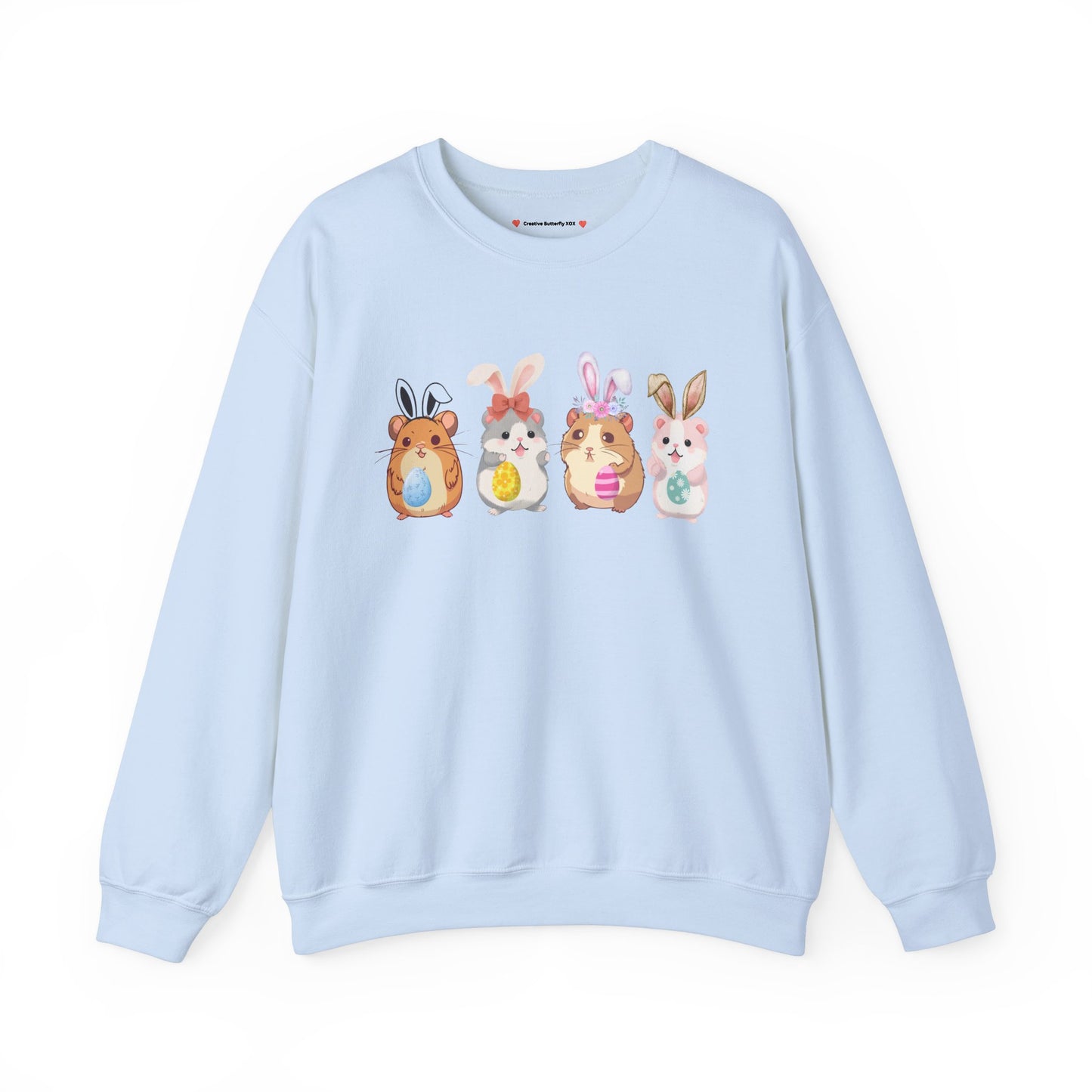 Hamster Easter pullover cute bunny ears cozy rodent mouse sweater warm spring holiday outfit - color blue 

