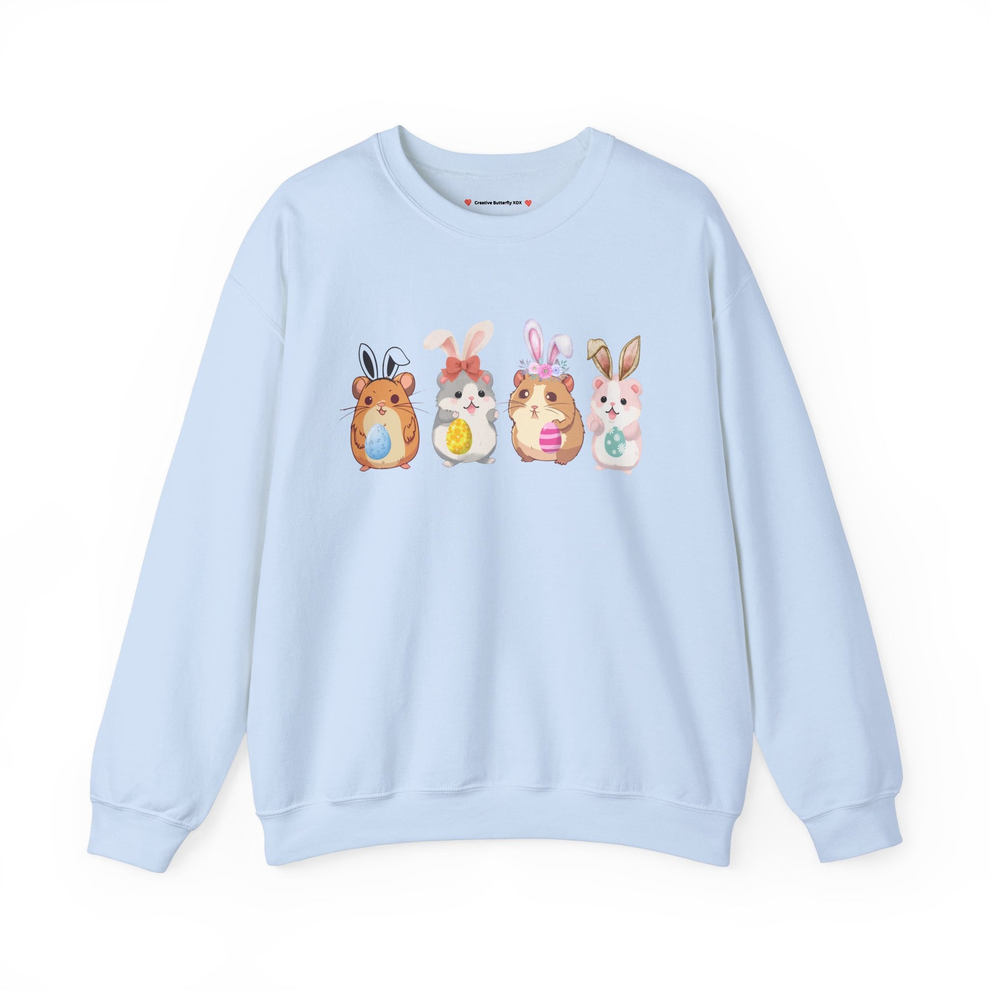 Hamster Easter pullover cute bunny ears cozy rodent mouse sweater warm spring holiday outfit - color blue 

