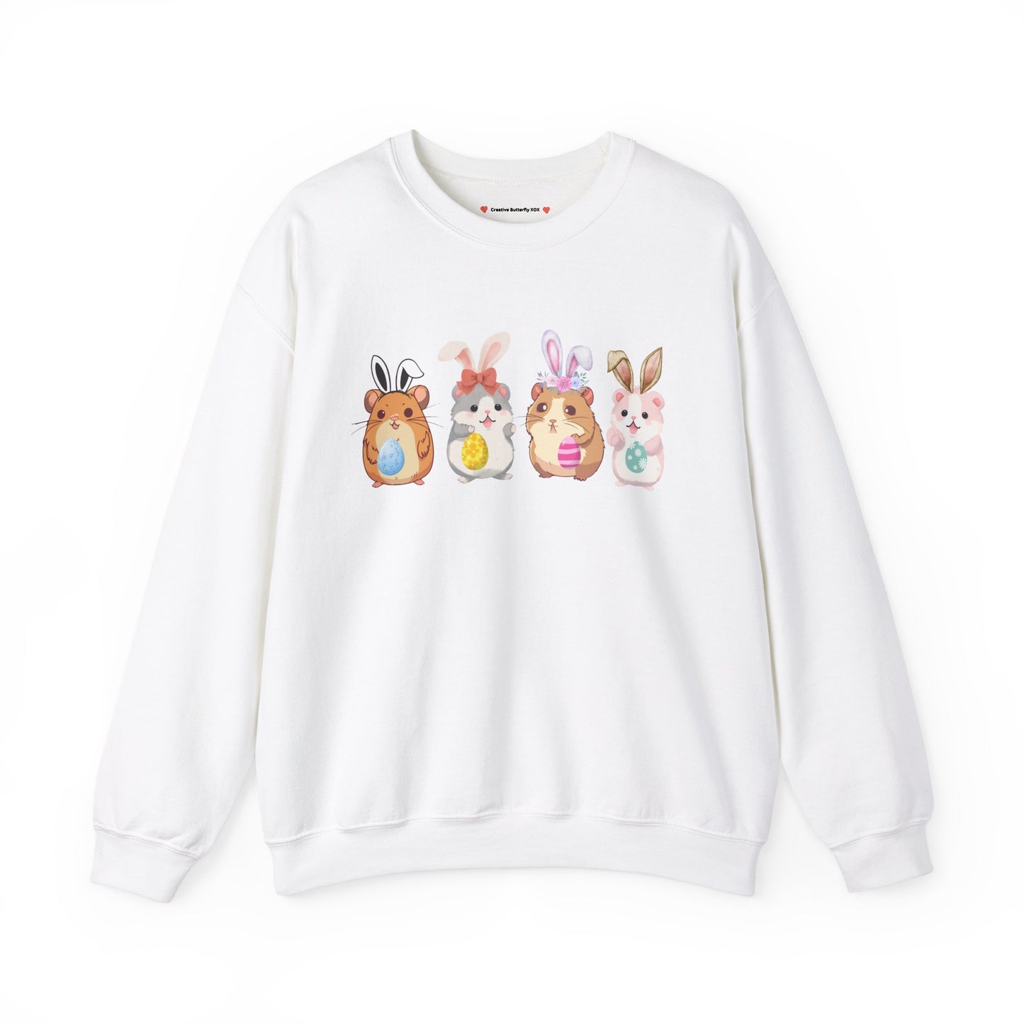 Hamster Easter sweater cute bunny ears pullover rodent mouse festive springtime clothing gift - color white 