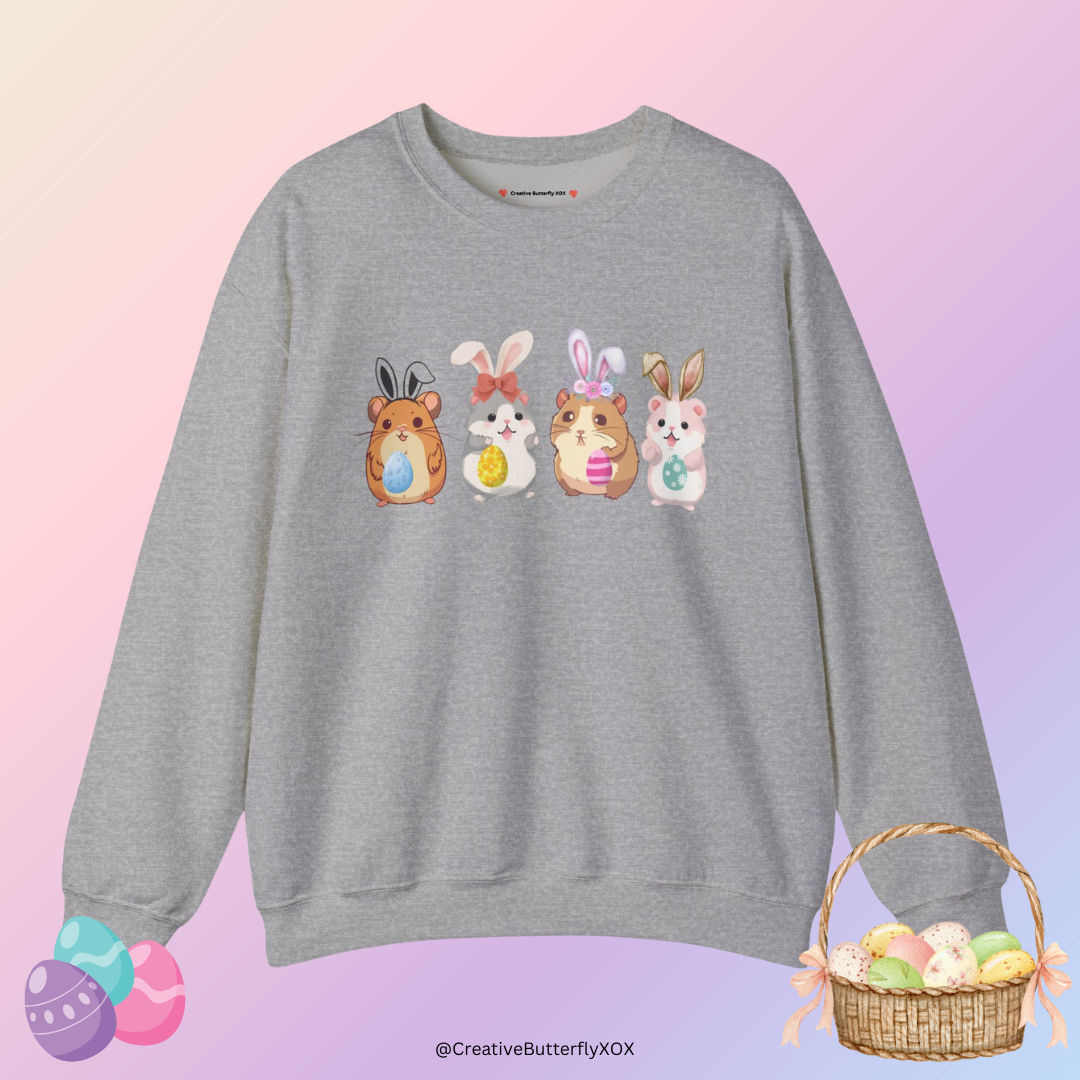 Hamster Easter sweatshirt cute bunny ears pullover warm rodent mouse sweater pastel spring fashion