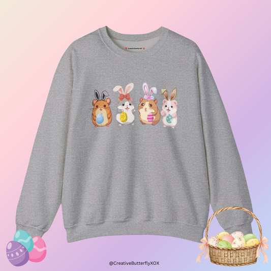 Hamster Easter sweatshirt cute bunny ears pullover warm rodent mouse sweater pastel spring fashion