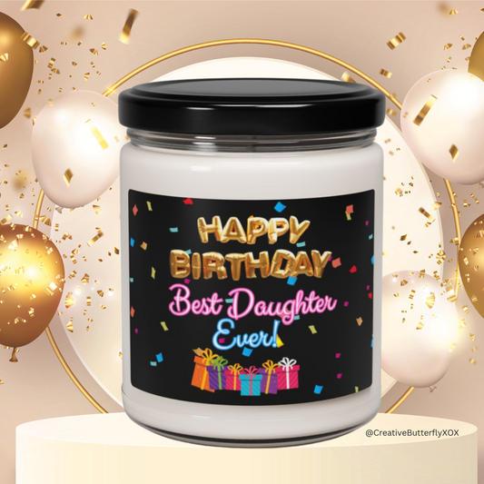 Happy Birthday Best Daughter Candle, Scented Soy Candle 9oz, Gift for Daughters Birthday, Birthday Candle Balloons, Eco-Friendly Candle