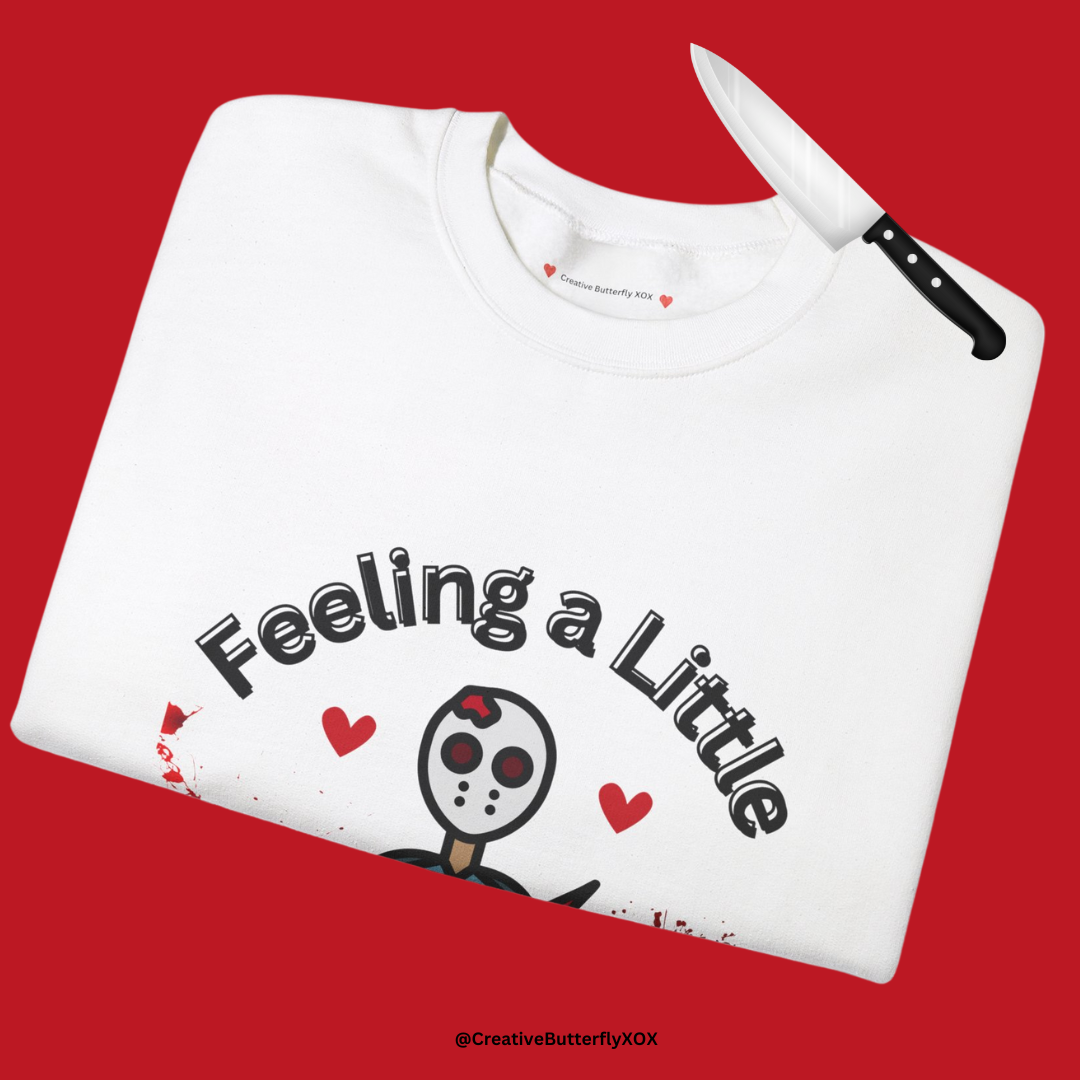 Horror movie crewneck sweater for slasher film fans feeling a little stabby design