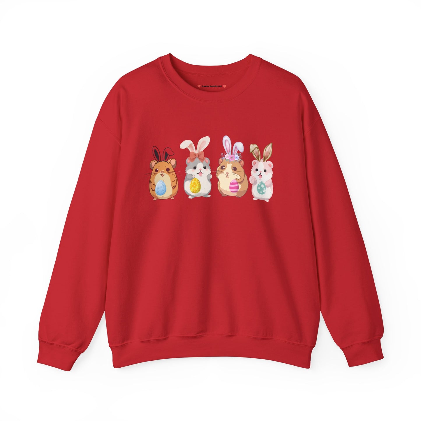 Kawaii Easter hamster sweater cute bunny ears rodent mouse pullover cozy festive spring clothing - color red