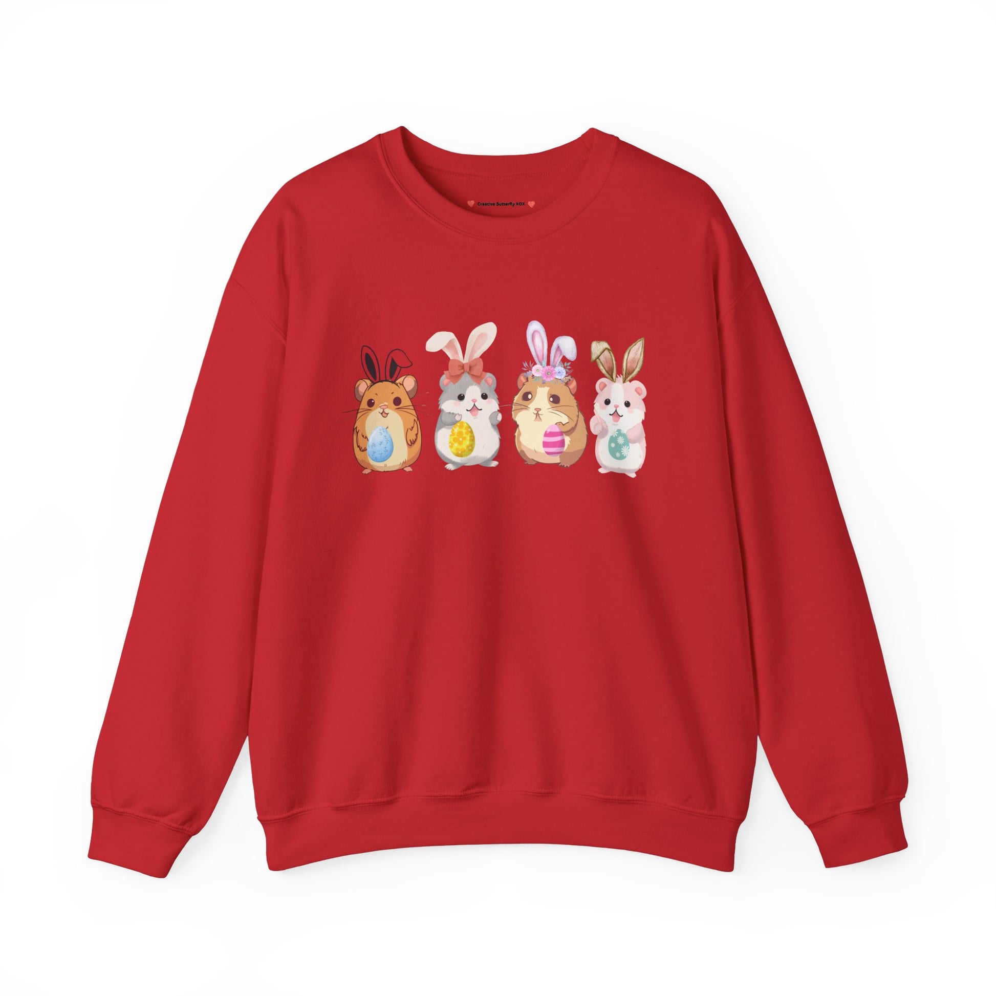 Kawaii Easter hamster sweater cute bunny ears rodent mouse pullover cozy festive spring clothing - color red