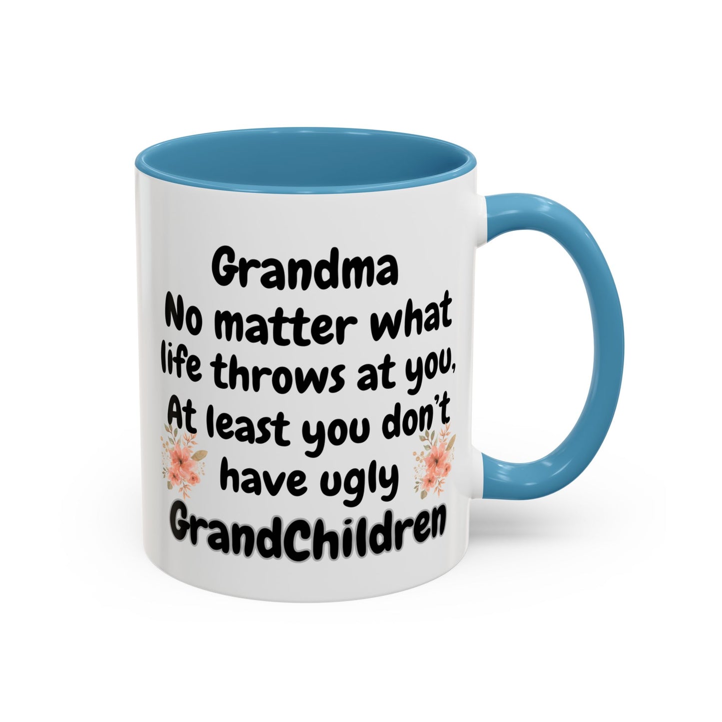 Mother's day mug for Grandma, at least you don't have ugly grandchildren mug - color blue