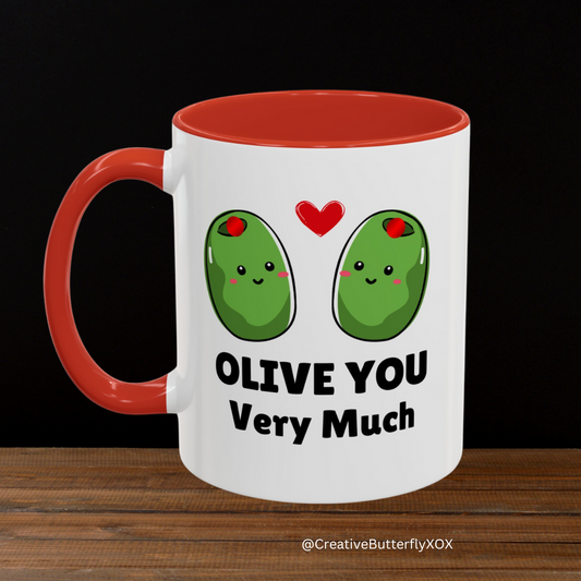 Olive you coffee mug, valentine's mug for boyfriend or girlfriend, I love you mug husband and wife, lovers mug, olives in love anniversary gift