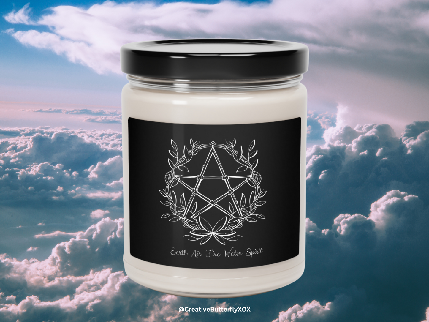 Pagan Witchcraft Candle perfect for Wiccan altars - pentagram candle with evil eye design 