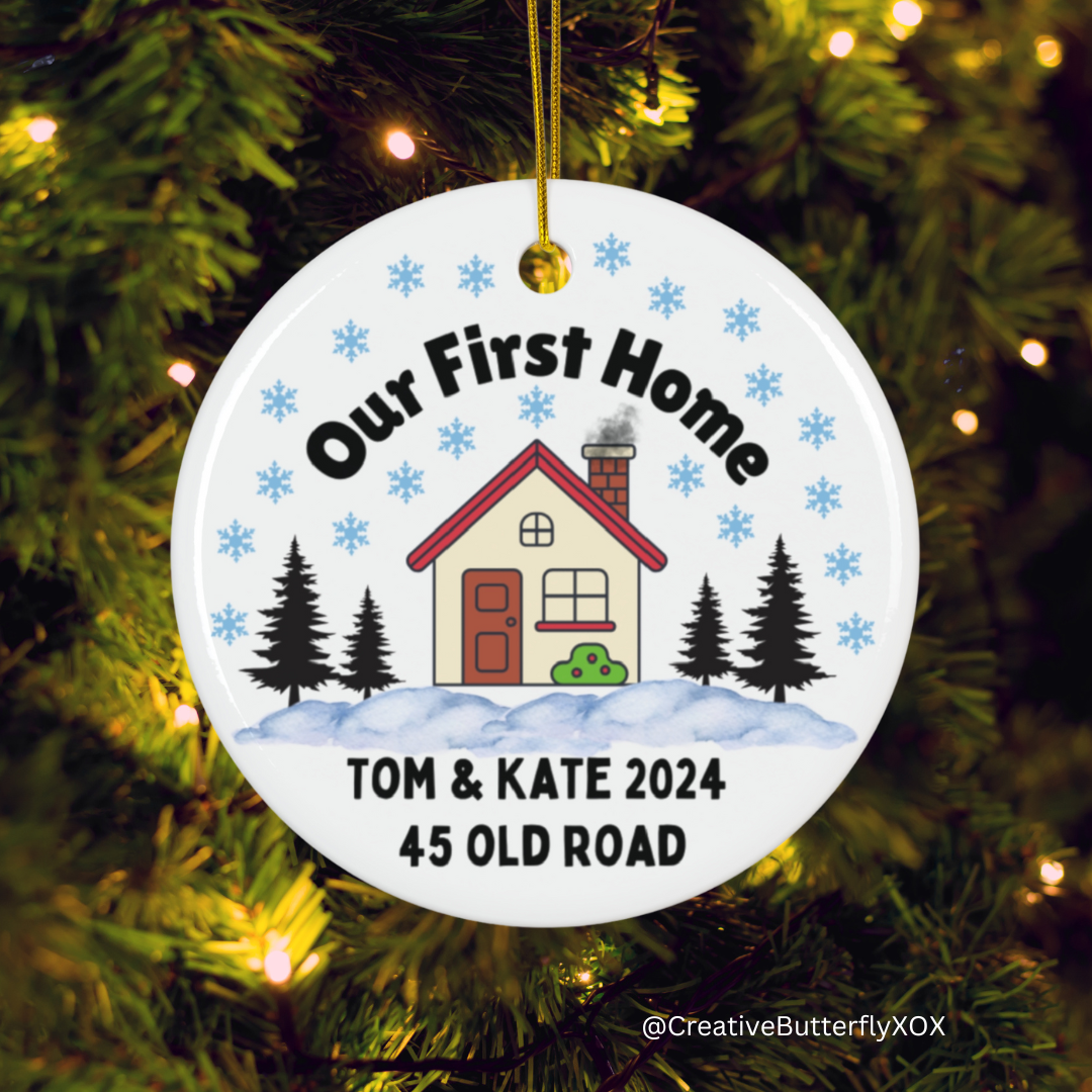 Personalized our first home ornament with custom address and names