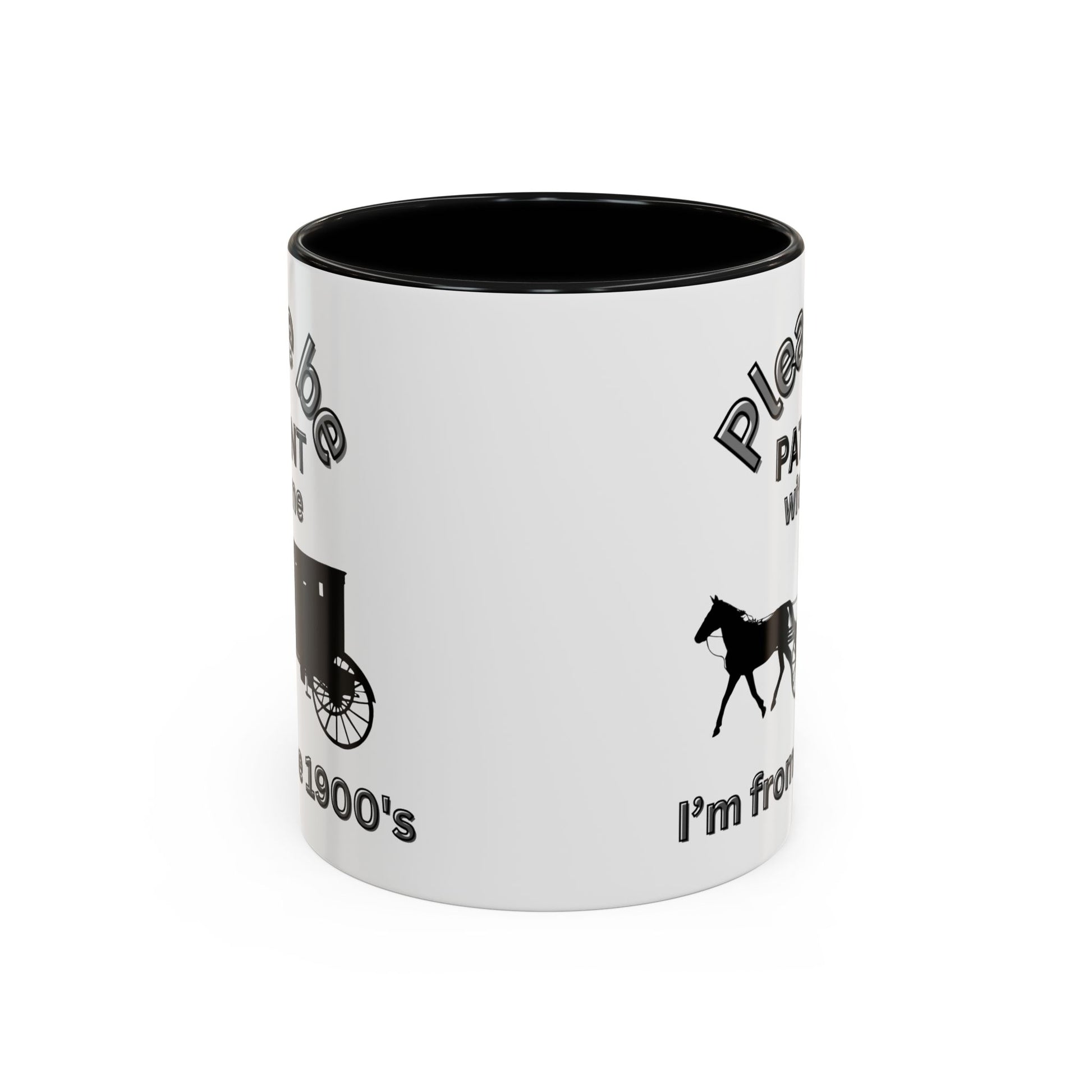 "Please Be Patient With Me I'm From the 1900s" Mug | Old Man Joke for Gen X and Baby Boomers | Horse & Carriage Design | Ideal for Retirees - front pic