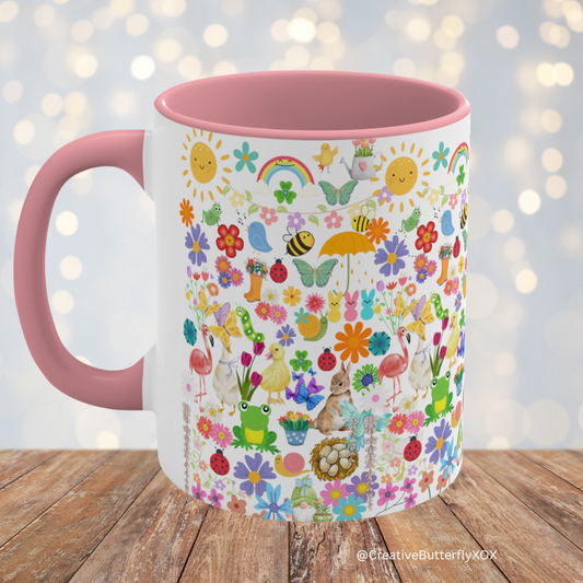 Spring Collage Mug featuring adorable kawaii design