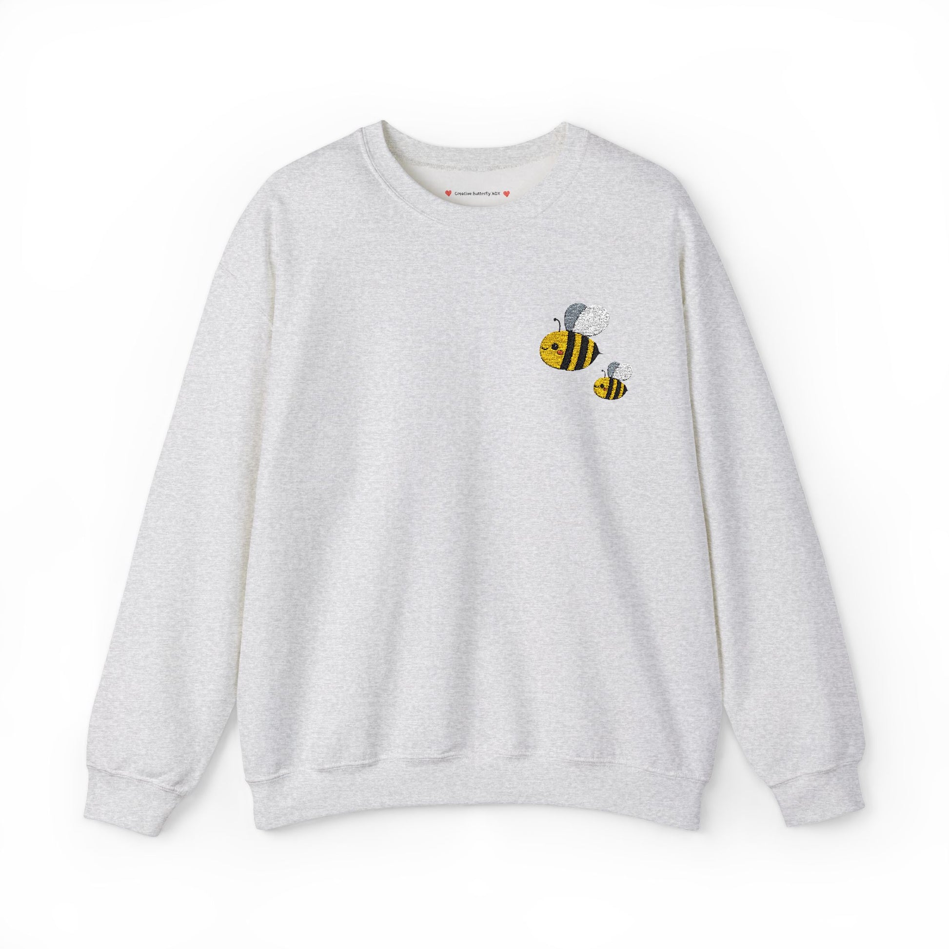 Spring bumblebee sweatshirt, soft embroidered honey bee sweater, color ash