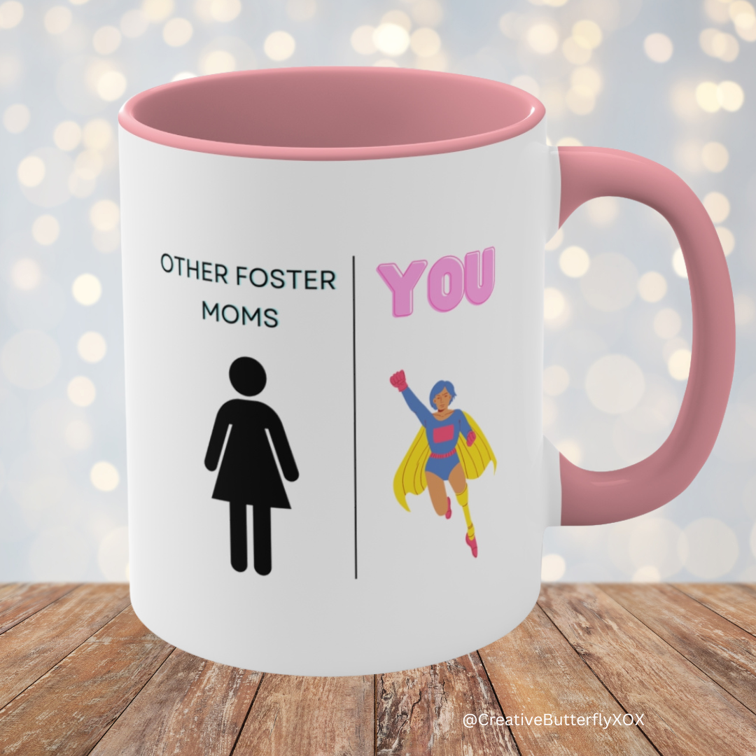 Superhero Foster Mom Coffee Mug for Mother's Day, pink