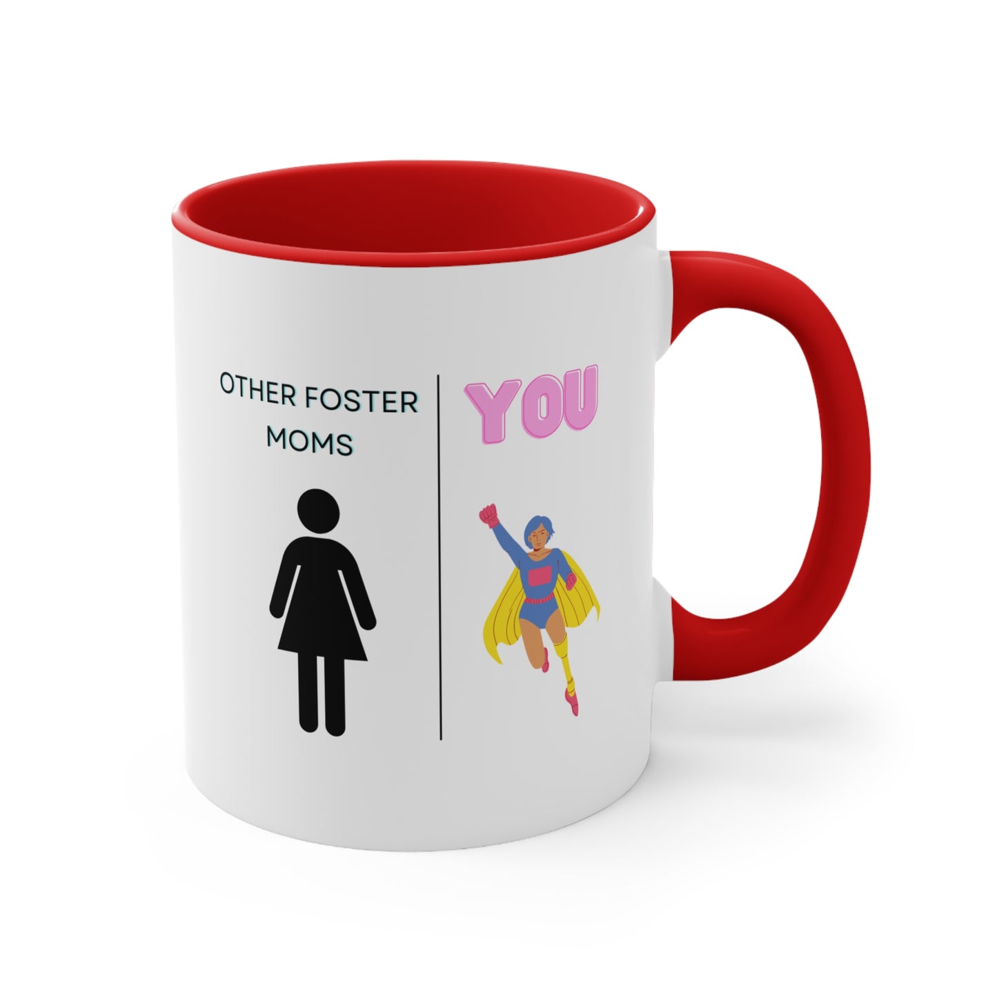 Supermom Foster Mom Mug with Funny Saying, color red
