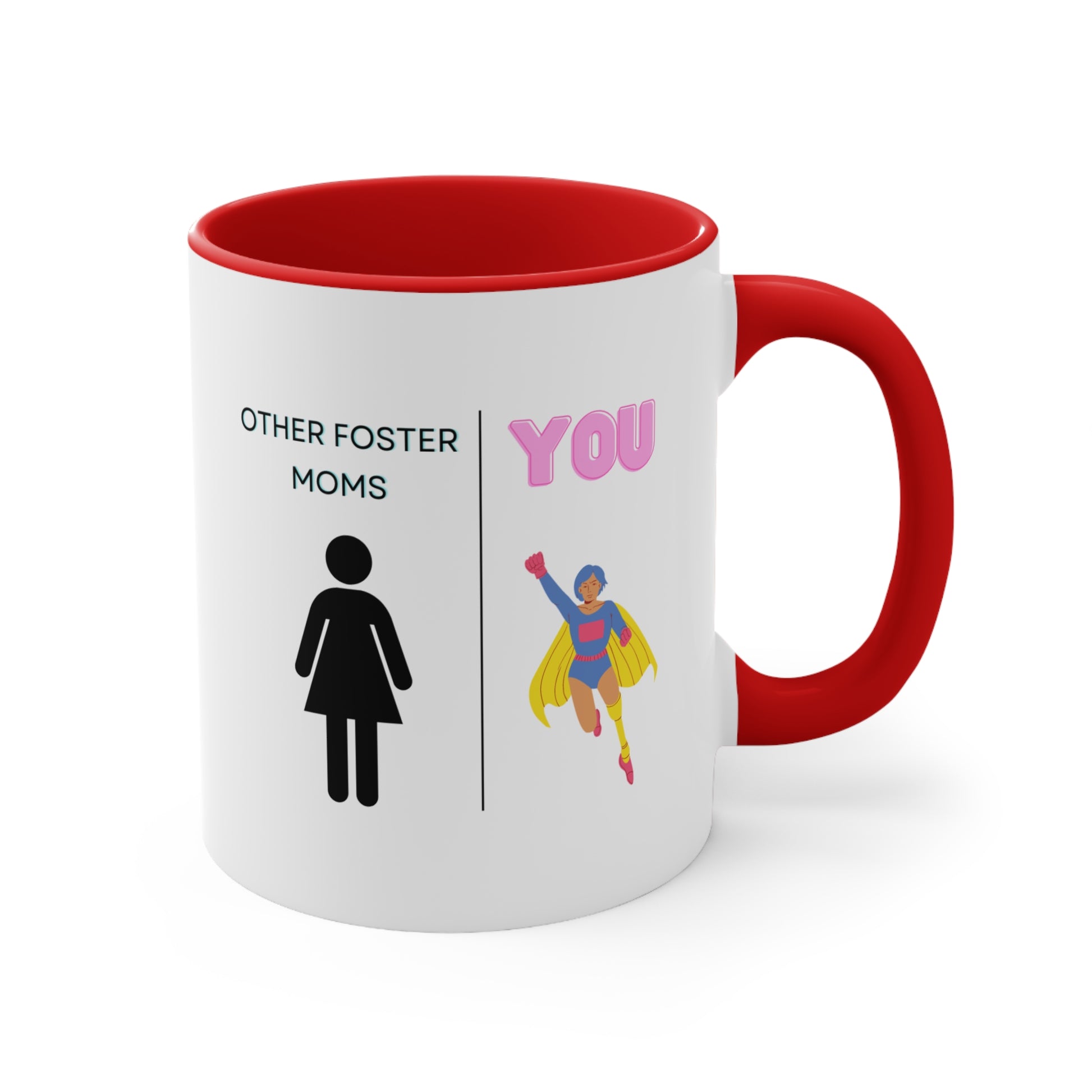 Supermom Foster Mom Mug with Funny Saying, color red

