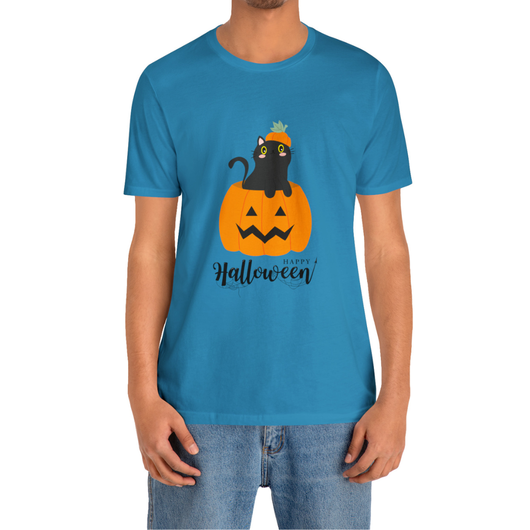 Black Cat in Pumpkin T-Shirt, Black Cat Shirt, Halloween Cat Shirt, Halloween Shirt, Pumpkin & Cat Shirt, Black Cat Spooky Season T-Shirt