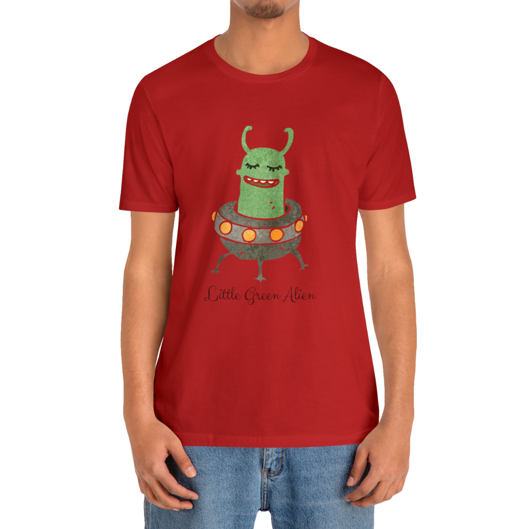 Little Green Alien T-Shirt, Alien in Spaceship Shirt, Alien Shirt, UFO Shirt, Alien Graphic Tee, Sci-Fi Shirt, Cosmic Extraterrestrial Shirt