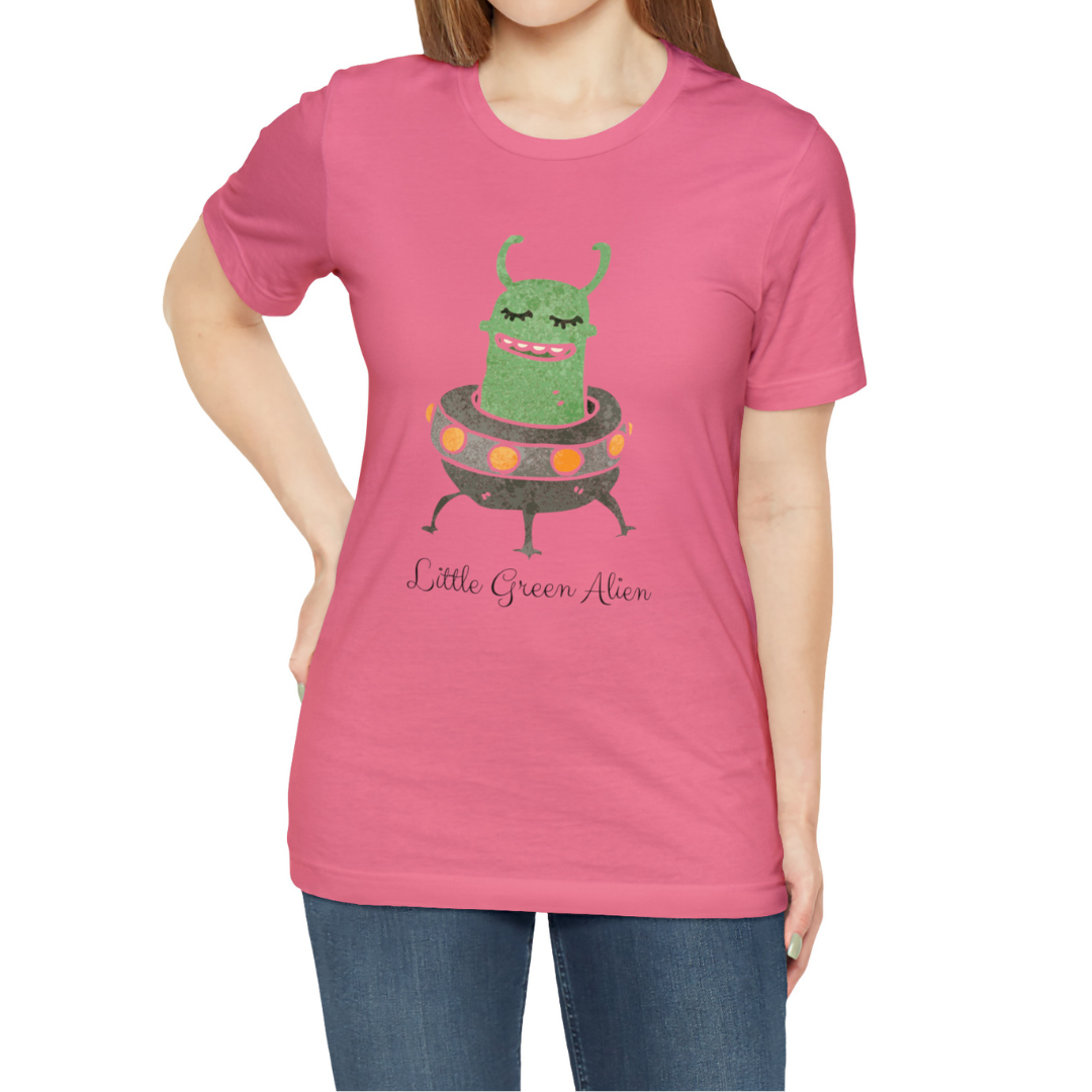 Little Green Alien T-Shirt, Alien in Spaceship Shirt, Alien Shirt, UFO Shirt, Alien Graphic Tee, Sci-Fi Shirt, Cosmic Extraterrestrial Shirt