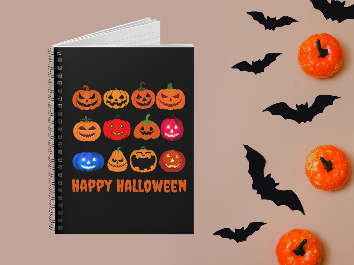 Jack O'Lantern Notebook, Pumpkin Notebook, Halloween Notebook, Jack O' Lantern Journal, Trick or Treat Notebook, Halloween Gifts For Her